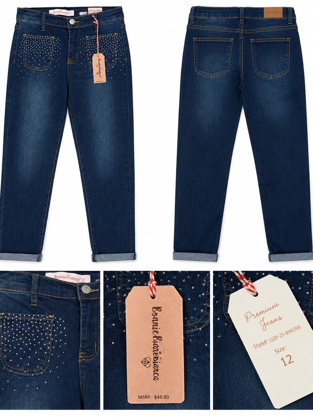 NWT Bonnie Jean Girls Premium Jeans- Size 12